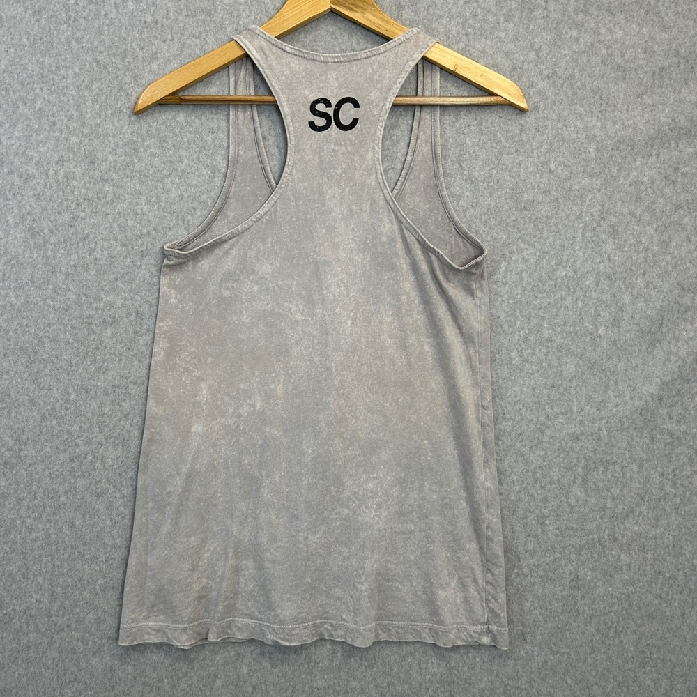 SoulCycle Size Small Tank Top Gray Mineral Wash Spin Wheel Graphic Racerback - Picture 5 of 10